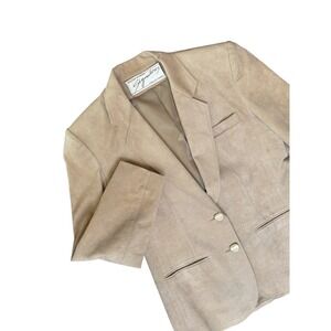 Vintage Eileen Rubini Signature Collection Ultra suede Blazer Jacket Tan Size‎ 4